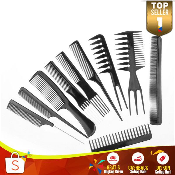 Sisir Rambut Tipis 10Set Ringan Mudah Dibawa Sisir Rambut Terbaru Multifungsi Comb Cosmetic Lengkap