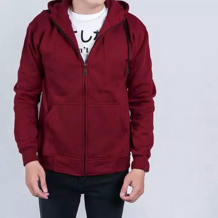 JAKET HOODIE UNISEX RESLETING/ JAKET PRIA/WANITA WARNA MERAH MAROON