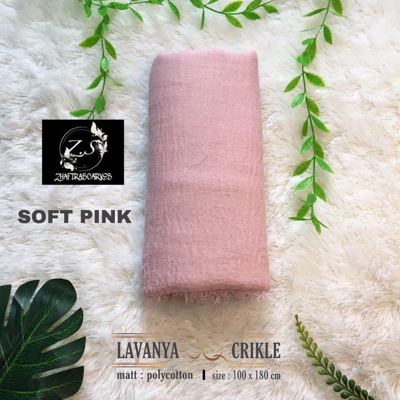 HIJAB Best Seller PASHMINA CRINKLE / CRINCLE - PASHMINA CUTTON CRINKLE / NEGRO / KUSUT-Soft Pink