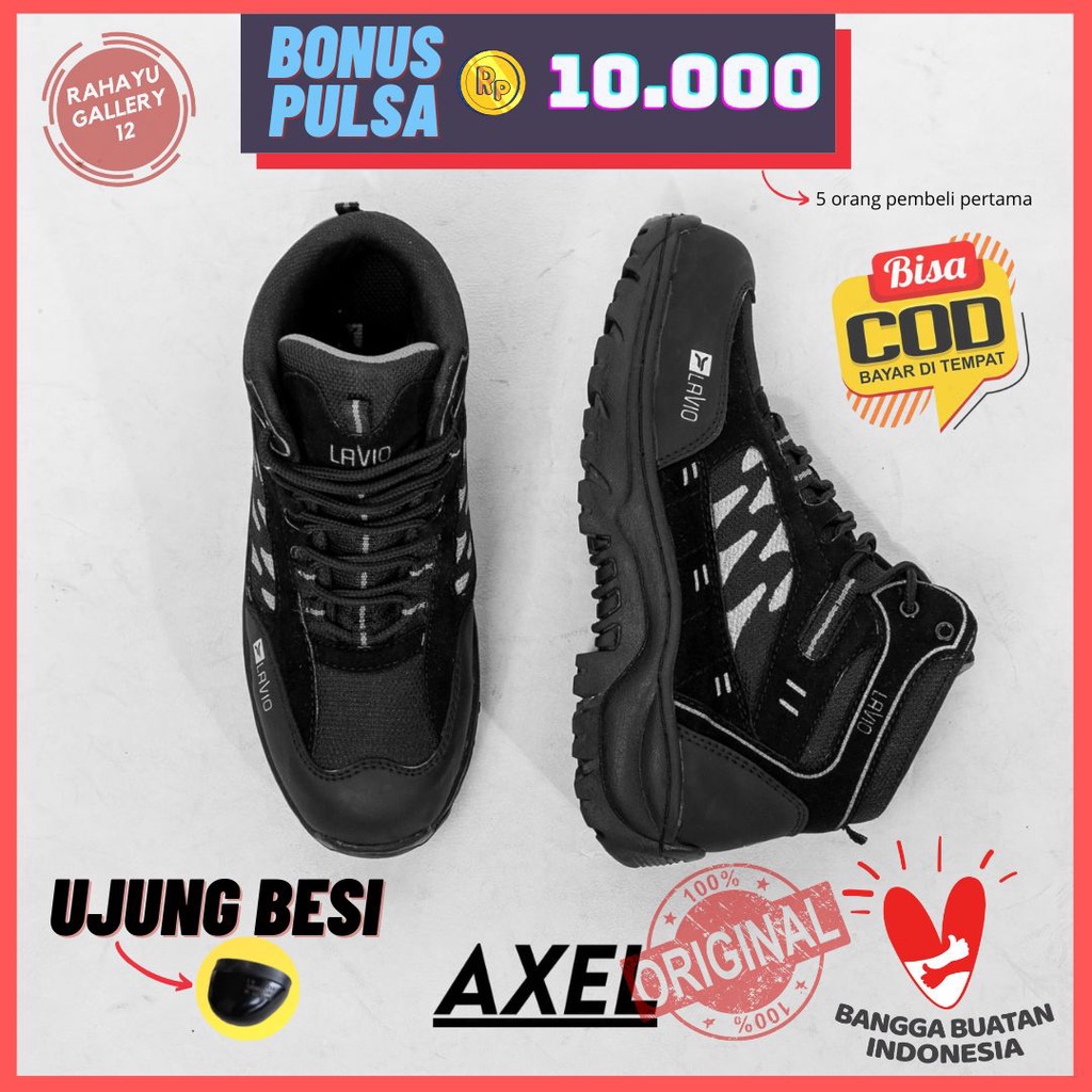 Sepatu Safety Pria Ujung Besi Original Lavio Axel Untuk Cowok Kerja Proyek Lapangan