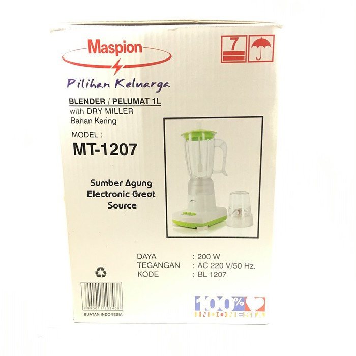 Blender Maspion 1L MT1207 Maspion 1207 untuk Jus Dan Bahan Kering Baha