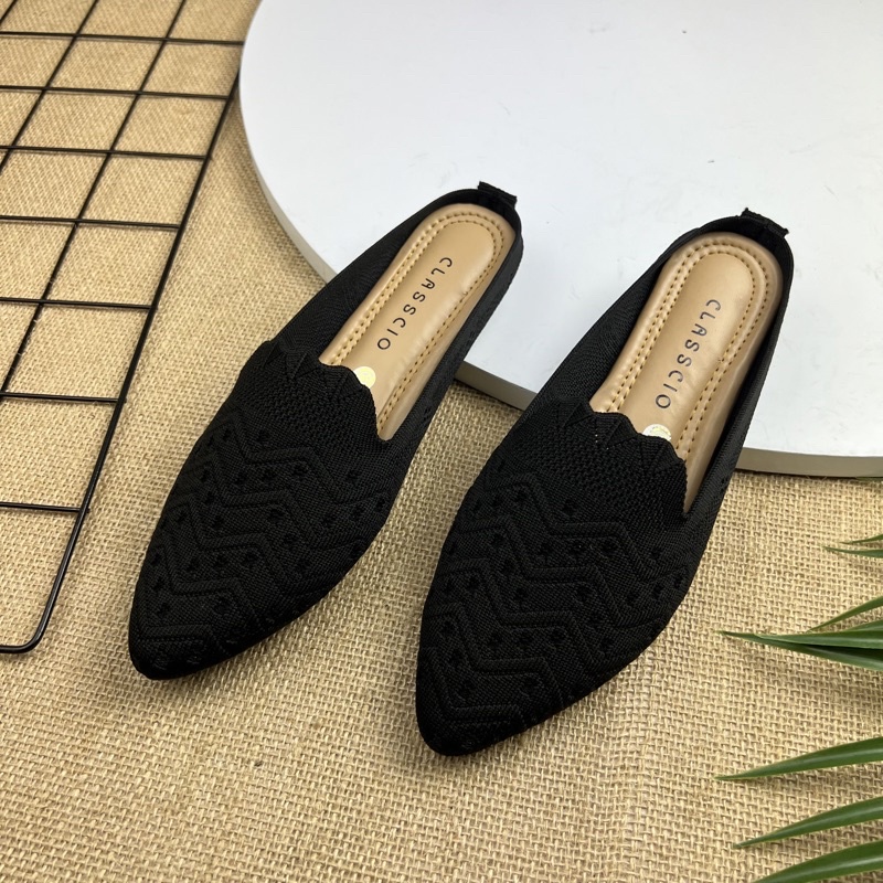 MARASYAFFA - SEPATU FLAT WANITA RAJUT MULES IMPORT SF54