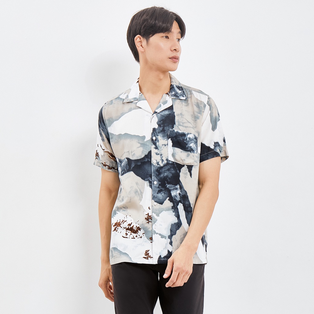 Kemeja Pantai Pria Baju Hawai Pria Printing Vintage Hawaii Surfing Slim fit Motif Tie day