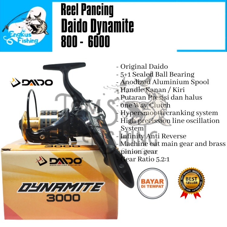 Reel Pancing Daido Dynamite 800 - 6000 (5+1 Seal Bearing) One Way Murah Berkualitas - Engkus Fishing