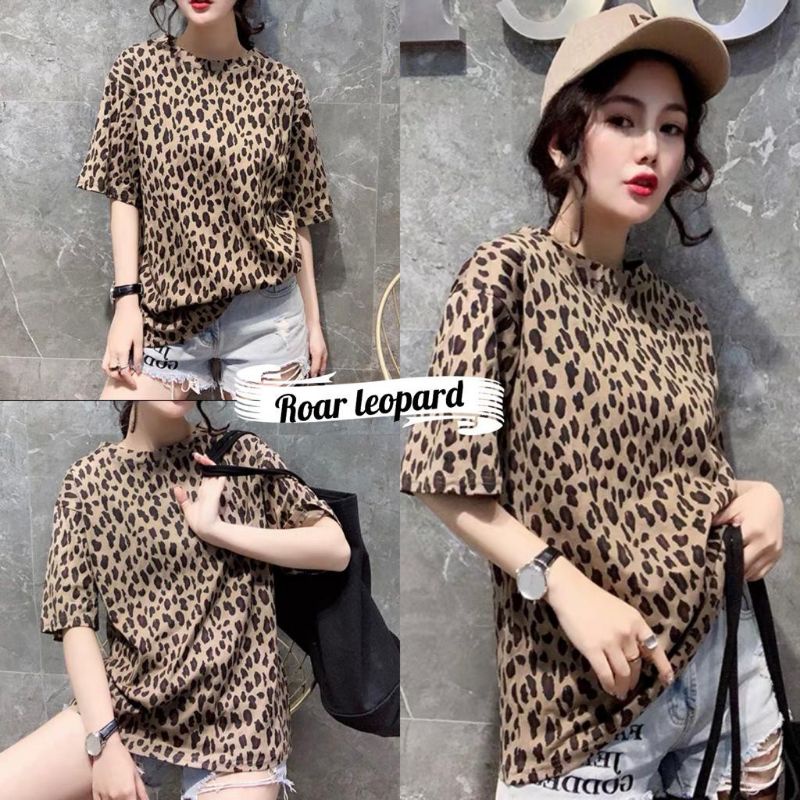 kaos motif leopard