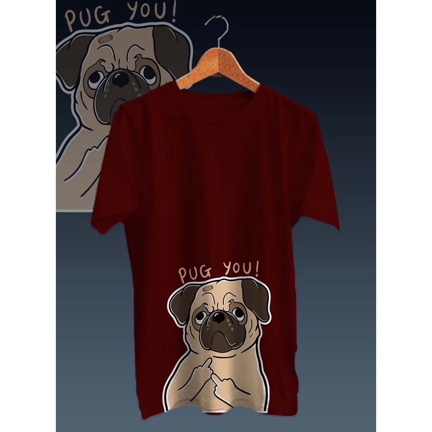 KAOS DISTRO GAMBAR FULLPRINT DIGITAL DOGGY PUG YOU/LENGAN PENDEK/ONECK/TERMURAH DAN BERKUALITAS