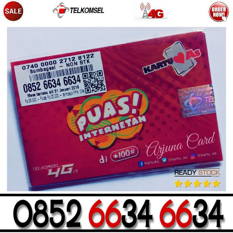 Nomor Cantik As 6634 6634 Telkomsel ABCD 6666 sakti combo