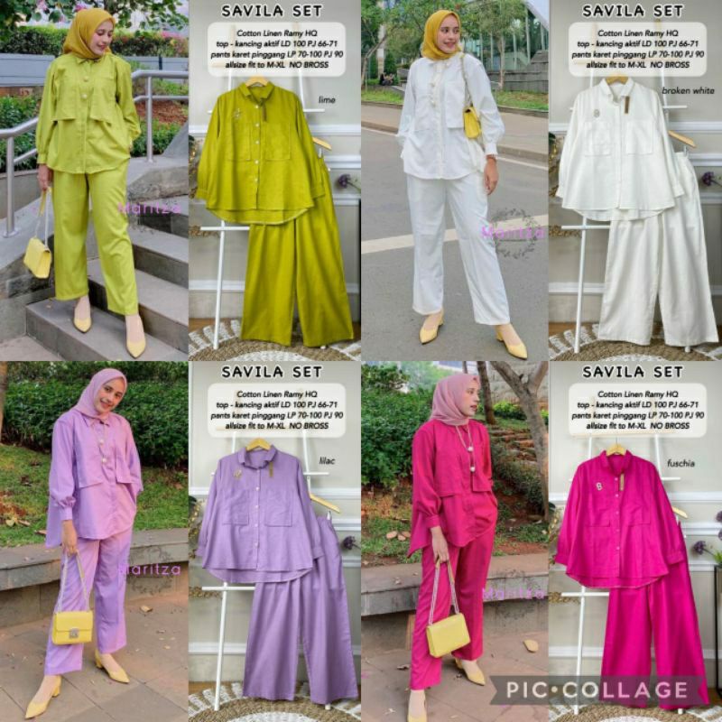 Setelan wanita katun linen terbaru SAVILA SET LINEN by Fashin hijab solo