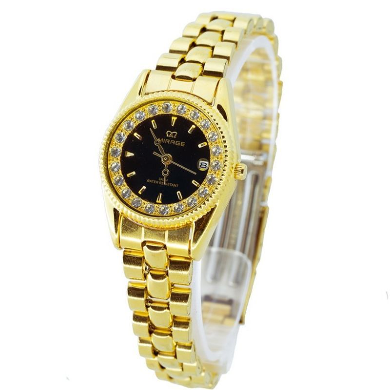 JAM TANGAN WANITA MIRAGE 1580L ORIGINAL_WATER PROFF Jam Tangan  mewah permata rx Gold 1580L pH TAHAN AIR RANTAI GOLD FREE BOX DAN BATRAI_JAM TANGAN KASUAL WANITA JAM TANGAN CEWEK MIRAGE ORIGINAL JAM TANGAN WANITA SPORTY JAM TANGAN. MIRAGE ORIGINAL