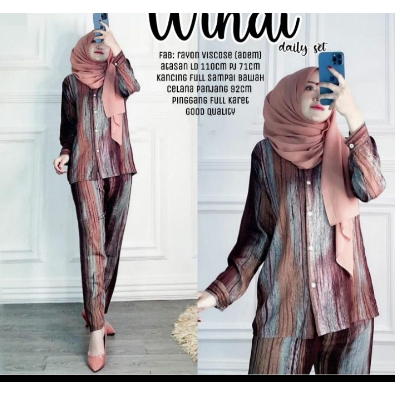 SETELAN PIYAMA WANITA PREMIUM HIGH QUALITY // LD 100 - 110 ONE SET RAYON MOTIF BARU // SET RAYON-Brenda set