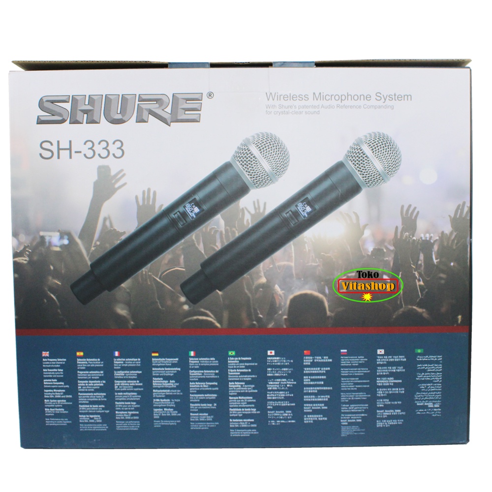 MICROPHONE WIRELESS SHURE SH-333 MIC VOCAL PROFESIONAL BOX KOPER