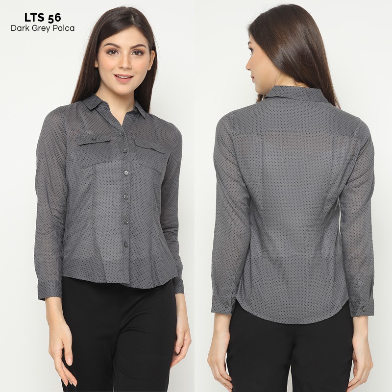 Kemeja Wanita- Motif Small Polcadot Bahan Cotton [LTS 56]-4