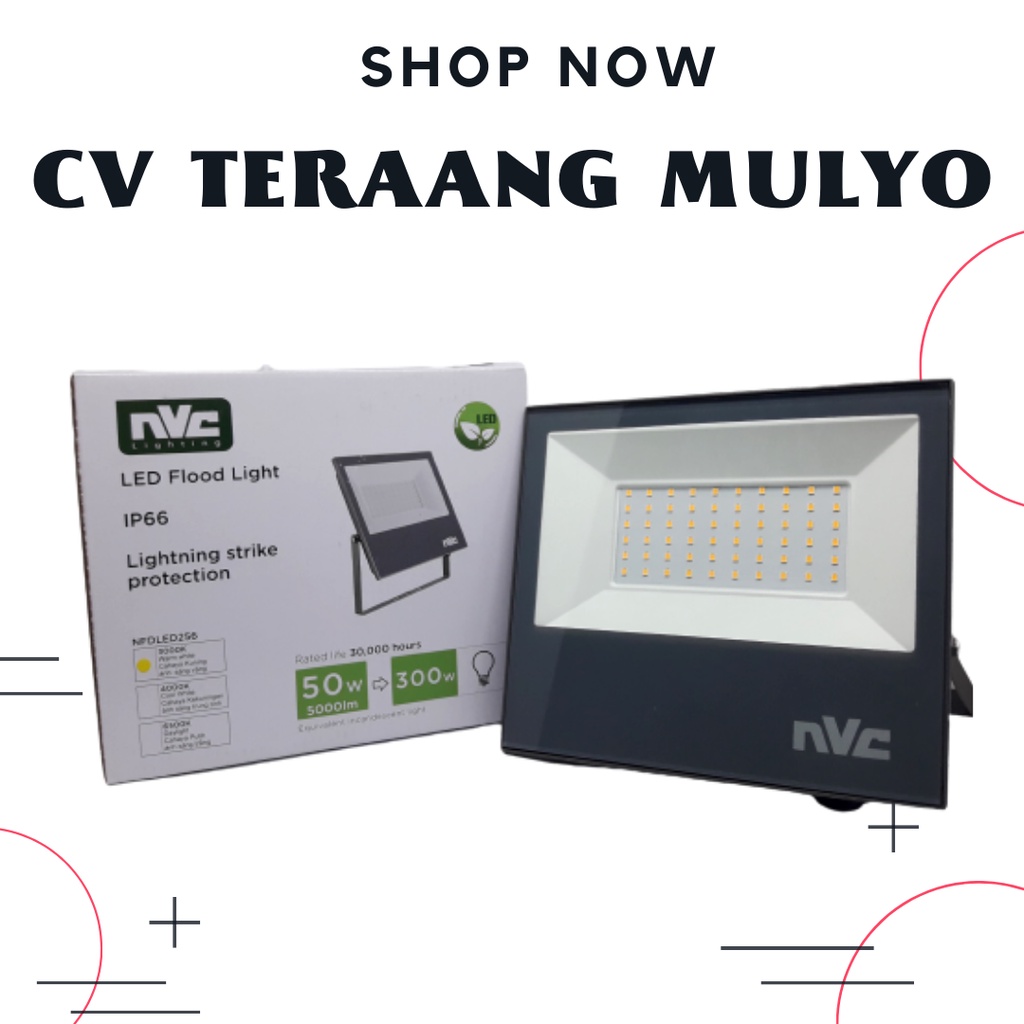 Lampu Sorot Outdoor / Kap Led Flood Light 50 Watt warna Kuning / Warm White 3000K NVC NFDLED256