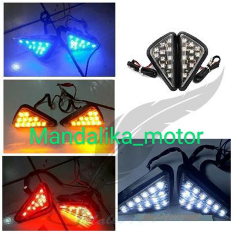 Sen Tempel Fearing Lampu Sein Tempel Segitiga LED Universal Buat R15 V2 V3 Vixion Ninja RR Ninja fi 250 R25