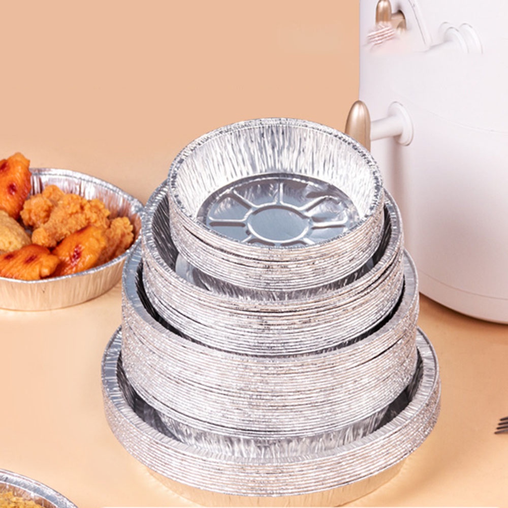 10 Pcs Kertas Nampan Loyang Pizza Sekali Pakai Bahan Aluminum Ukuran 6 / 7 / 8 Inch Untuk Dapur