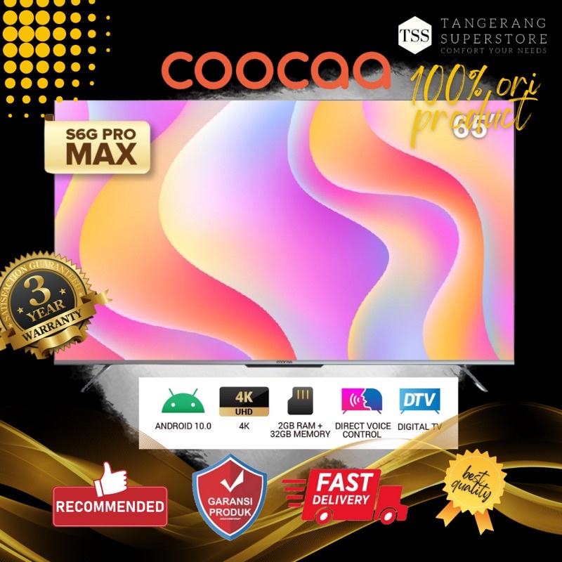 COOCAA TV 65S6G PRO MAX DIGITAL TV 65 inch - RAM 2GB - MEMORI 32 GB