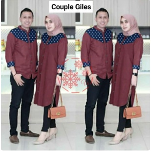 Baju Couple Lebaran Suami Istri Motif Polos/Baju Sepasang Kekasih Cp Giles
