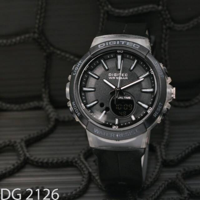 Jam Tangan Wanita Digitec Rubber Black List Putih Duable Time DG-2126T Original