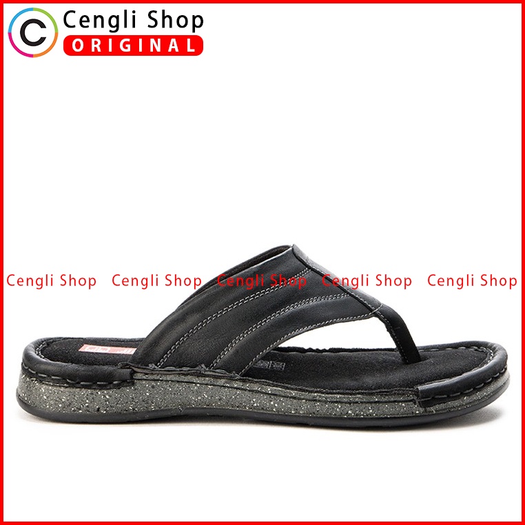 SANDAL CASUAL JIM JOKER PRIA ORIGINAL JEPIT KULIT BRANDED HITAM JJ08