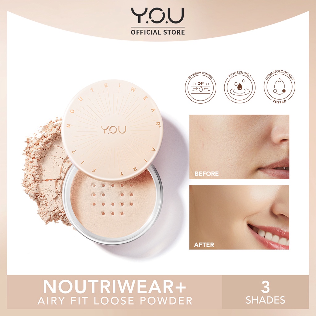 YOU NoutriWear+ Airy Fit Loose Powder [Nourishing | Oil-control Hingga 24 Jam | Tahan Lama | Tahan Air] - Bedak Tabur 3[TBS] ORIGINAL