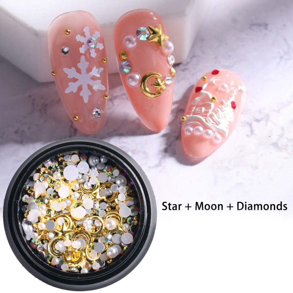 Preva Mixed Nail Rhinestones Manicure Parts Giwang Lucu Desain Mutiara