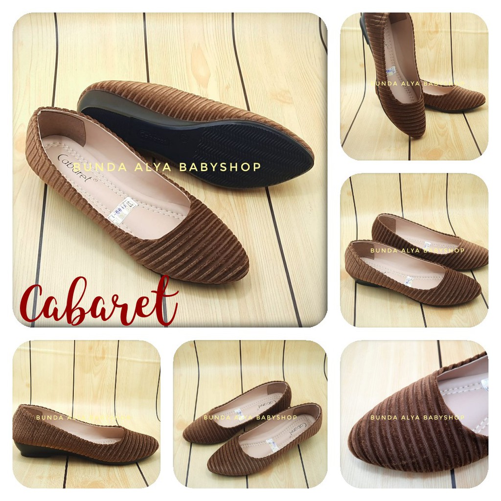 Flatshoes CABARET Premium Size 37 -  40 COKLAT - SALUR - Sepatu Wanita Dewasa Bludru
