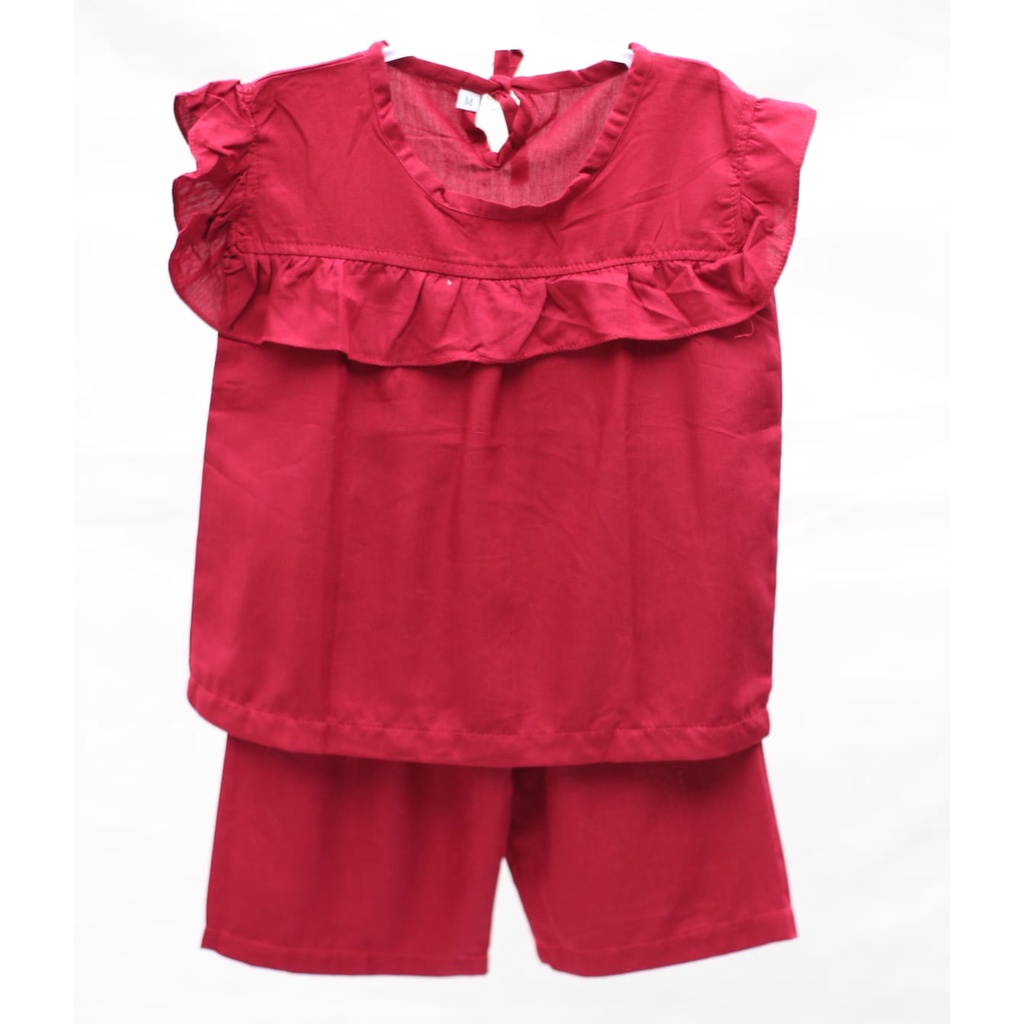 setelan ruffle anak perempuan rayon 1-4 tahun