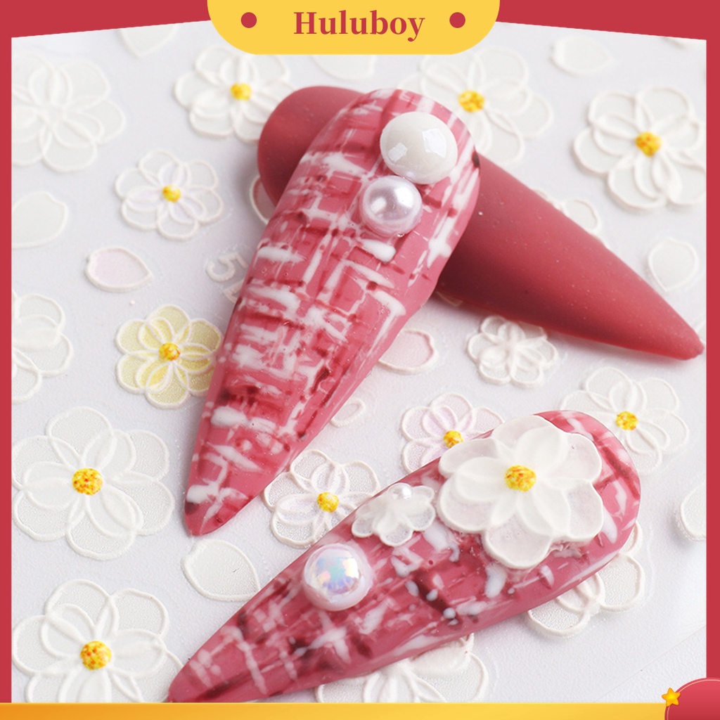 Huluboy Huluboy♡ Stiker Kuku Motif Renda Bunga Kupu-Kupu 5D Untuk Pernikahan