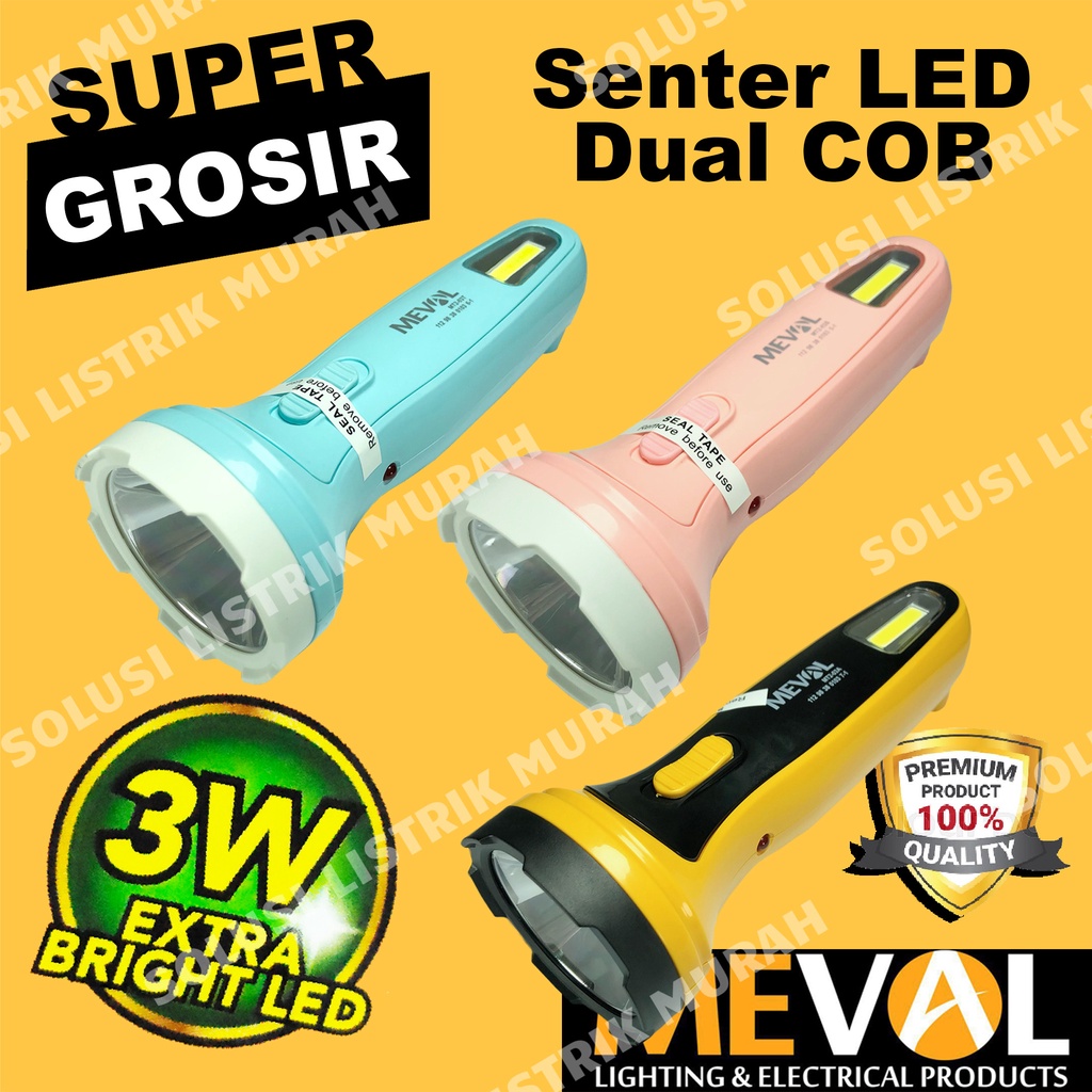 MEVAL Senter Tangan LED Dual COB 3W 5W - Tosca Salmon Pink