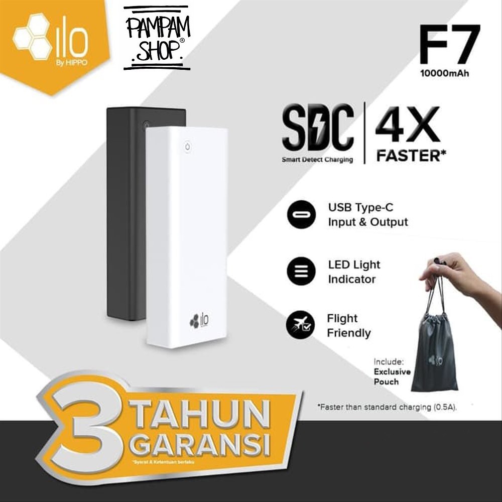 Hippo Power Bank ILO F7 10000MAH Simple Pack Powerbank 10000 MAh Original Ori Hipo