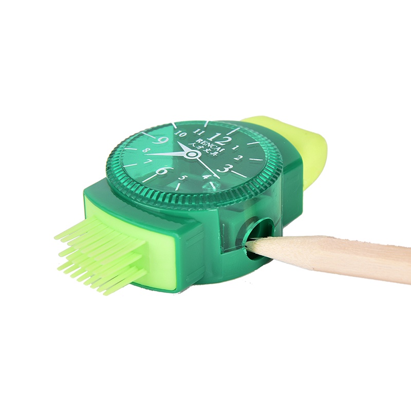 {LUCKID}Watches Sliced Pencil Sharpener With Erasers Brush for Office School Supplie