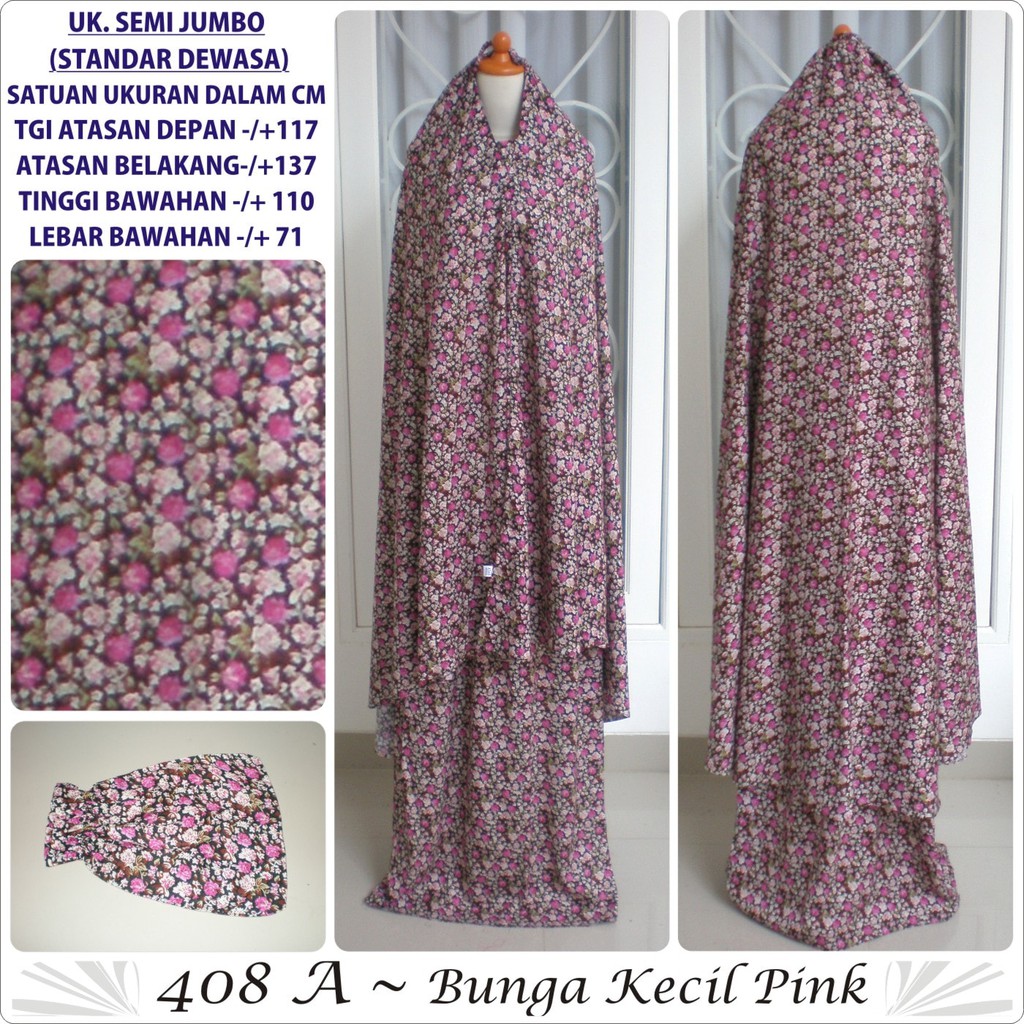 Mukena bali motif bunga kecil katun rayon dewasa 408A semijumbo pink