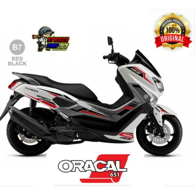 [cod] Stiker nmax putih /cutting nmax Hitam merah /striping nmax Hitam merah