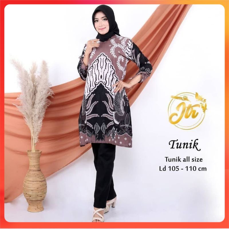 tey-17 Batik wanita ASJ SA HRB026 Kenongo Kemeja Tosca Pendek