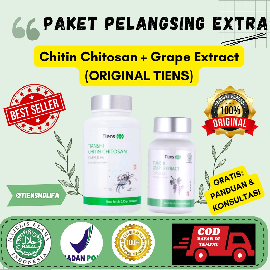 PELANGSING BADAN TIENS ORIGINAL/GRAPE EXTRACT CAPSULES PELANGSING/CHITIN CHITOSAN