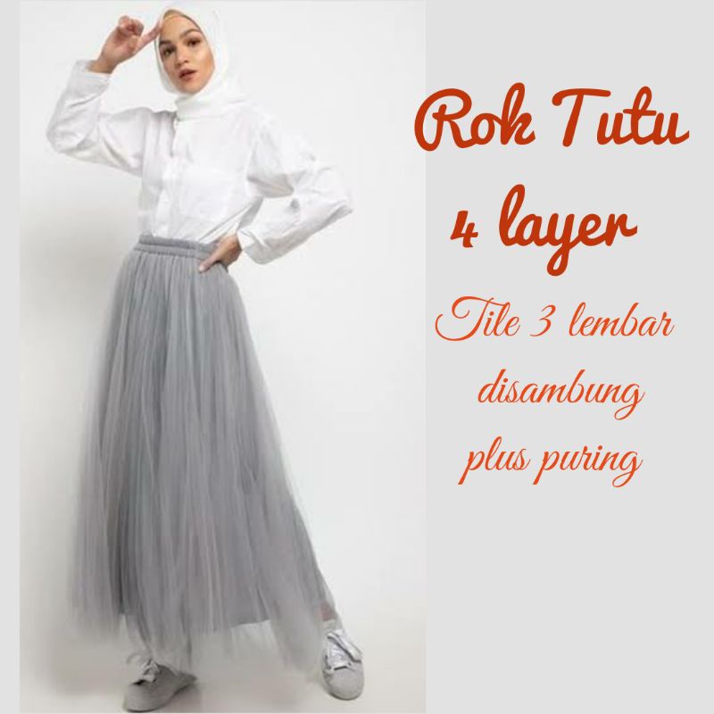 Rok tutu panjang 4 layer premium