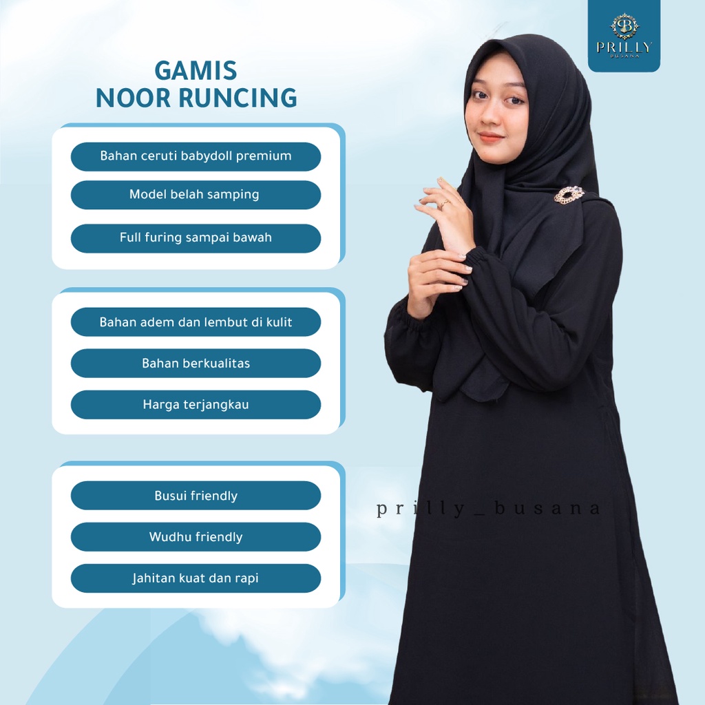 PB Prilly Busana - NOOR GAMIS MALAYSIA - GAMIS POLOS - GAMIS 2 LAYAR - MUSLIM - MEWAH - SERAGAM - BUSUI