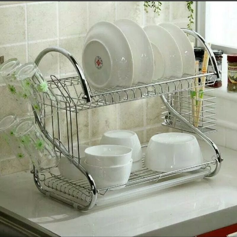 Rak piring stainless susun 2/rak cuci piring 2 susun