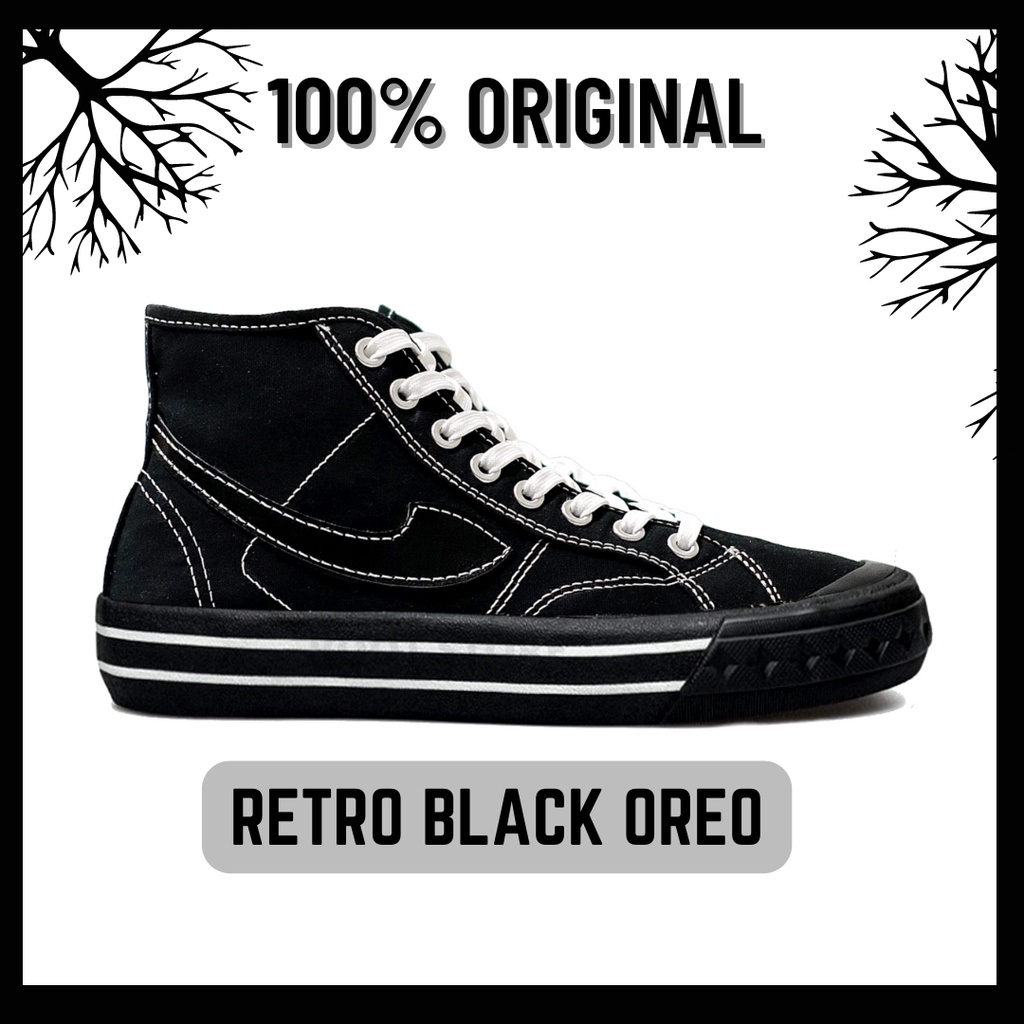 100% Original Sepatu Lokal Casual Black Oreo Hi | Not Compass Retrograde High