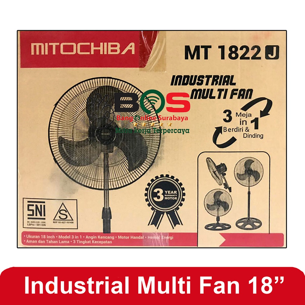 Stand Fan Mitochiba Kipas Angin Berdiri MT-1822J MT 1822J Kipas Angin Industrial Non Remote