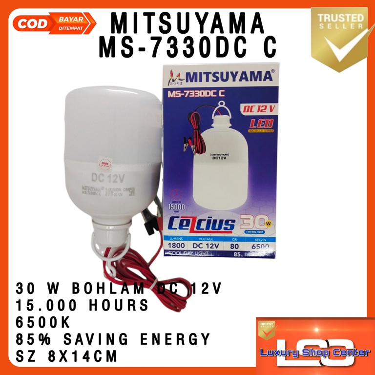 Bohlam Lampu DC 12V Jepit AKI 50 Watt Mitsuyama Celcius MS-7330DC C / MS-7350DC C