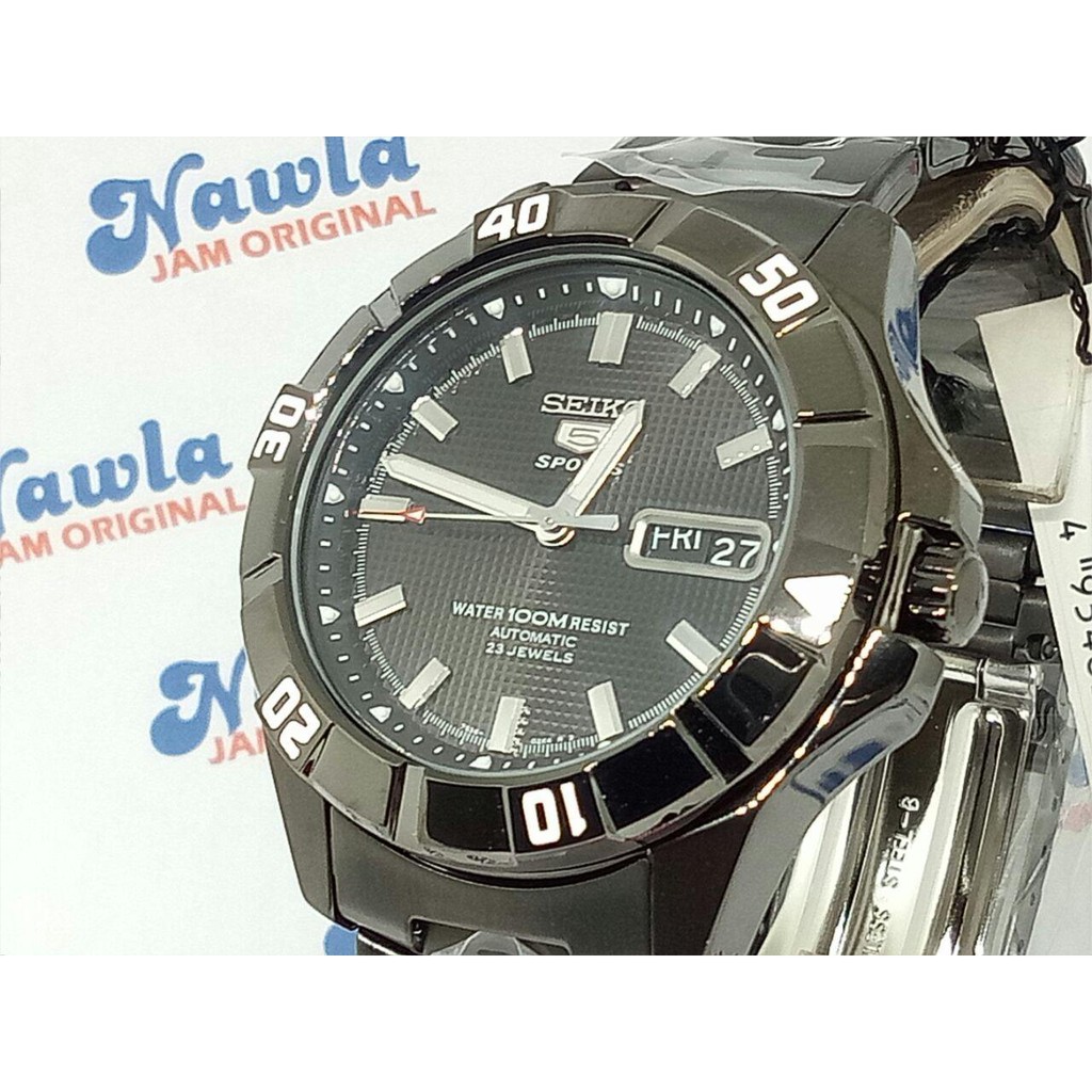 Seiko 5 Sports SNZD15K1 Black IP Bracelet - Jam Tangan Pria SNZD15