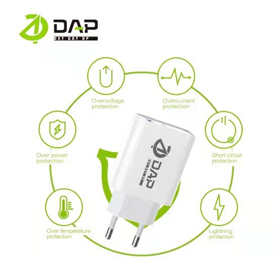 DAP TURBO Charger Fast Charging Dual Output USB &amp; Type C - Garansi 1 Tahun D-AP2