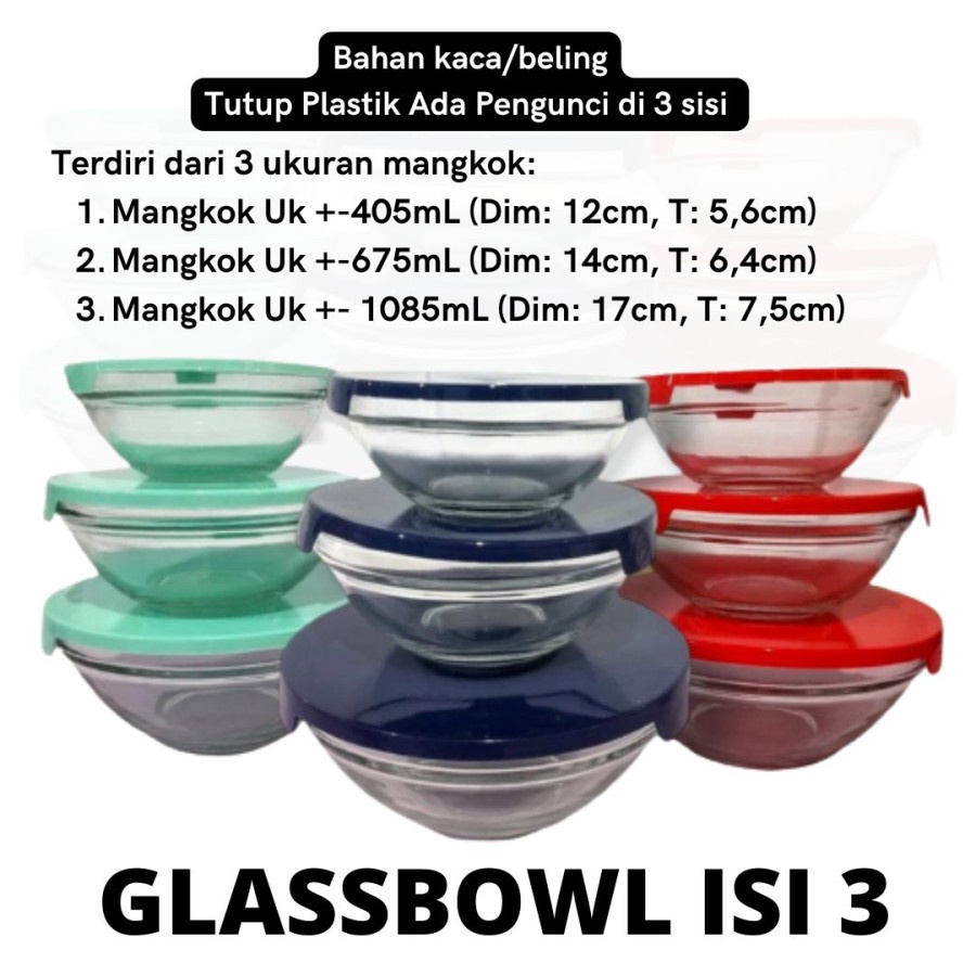 TERLARIS!! COOKING BOWL MULTI FUNGSI / MANGKUK BOWL BAHAN KACA TEBAL TAHAN PANAS N DINGIN