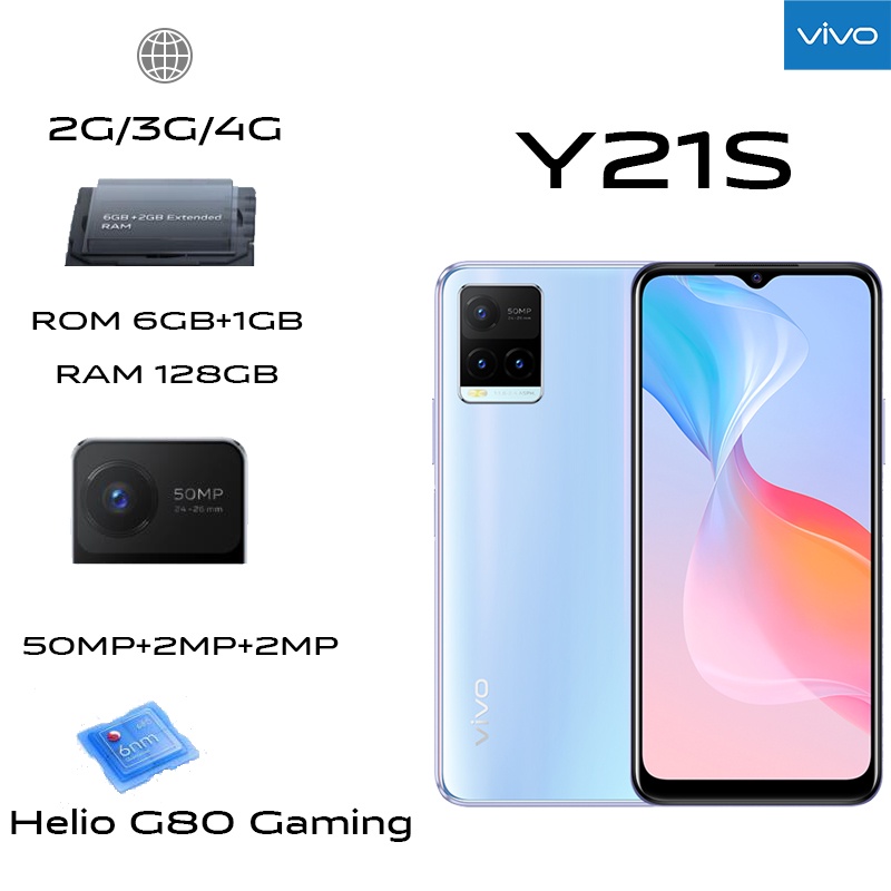 Hp Vivo Y21s Y21T  RAM 6GB+2GB Extended ROM 128GB/vivo y21s RAM 4 128gb/vivo y20s/y21 Snapdragon 680 5000mAh Baterai 6.51 inch COD-4