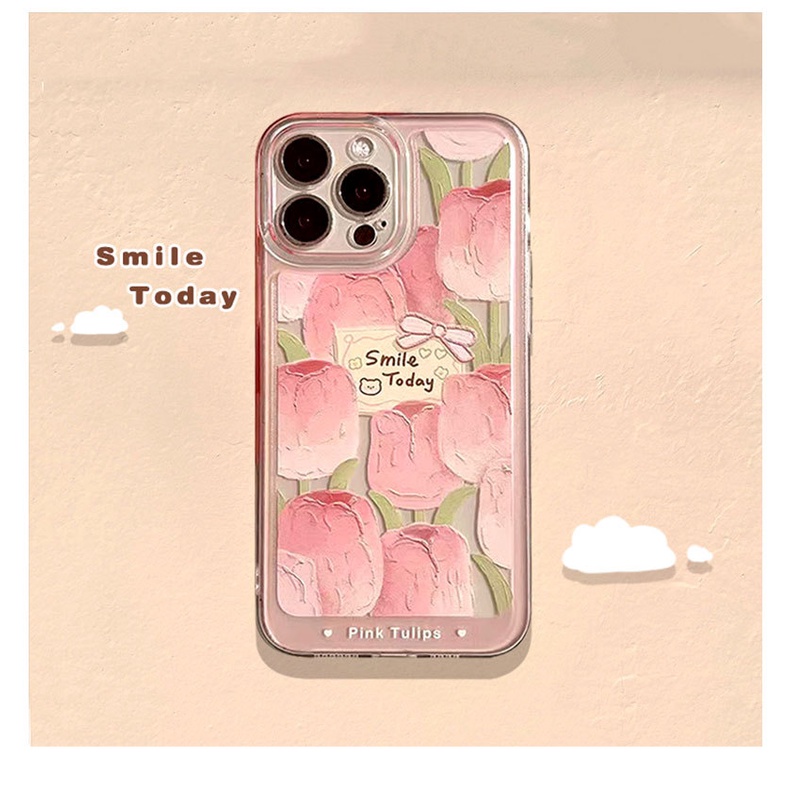 Case Motif Lukisan Minyak Bunga Untuk Iphone 13 13pro max 12 11 7 8p X