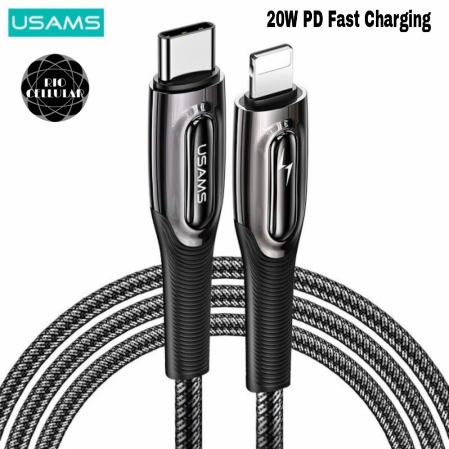 Usams Kabel Charger / Data Sync PD USB Type C to iPhone Lightning 20W Braided Nylon