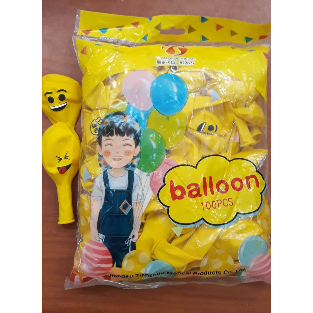 Balon Latex EMOJI kuning (harga 1 pak)