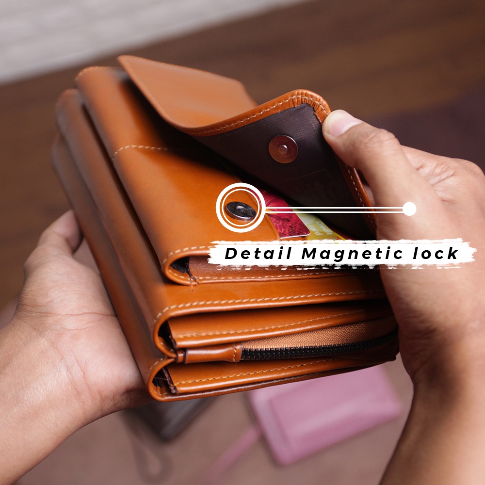 Dompet Kulit Wanita Dompet Kartu Pria Wanita Lipat Kulit Sapi Asli Original AH01 MARETHA WALLET Dompet Wanita Kulit Sapi Asli ALICE LEATHER AH01 GARANSI ORIGINAL