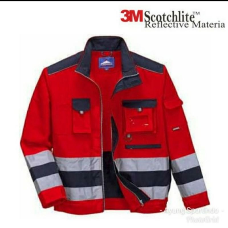 OTRAHUM Baju Seragam Wearpack Kerja Safety Semi Jaket Resleting YKK with Reflective 3M Scothlite K3 